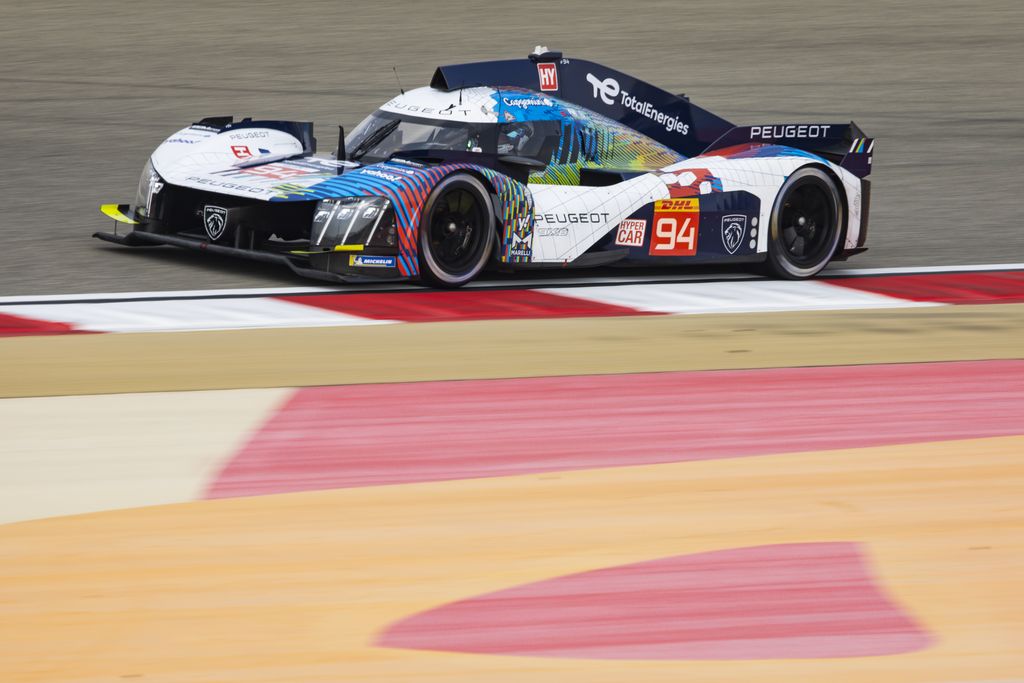 94 DUVAL Loic (fra), MENEZES Gustavo (usa), MULLER Nico (swi), Peugeot TotalEnergies, Peugeot 9x8, action during the Bapco Energies WEC 8 Hours of Bahrain 2023, 7th round of the 2023 FIA World Endurance Championship, from November 1 to 4, 2023 on the Bahrain International Circuit, in Sakhir, Bahrain - Photo Julien Delfosse / DPPI